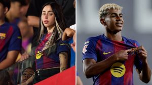 Split image of Nicki Nicole and Lamine Yamal