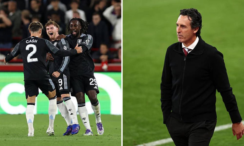 Aston Villa celebrate.