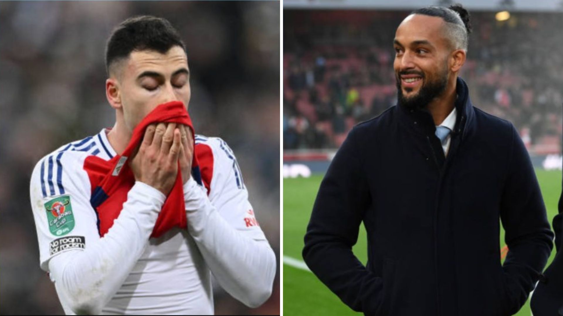 Split image of Gabriel Martinelli and Theo Walcott