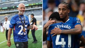 Enzo Maresca and two of his most exciting summer signings, Joao Pedro and Estevao