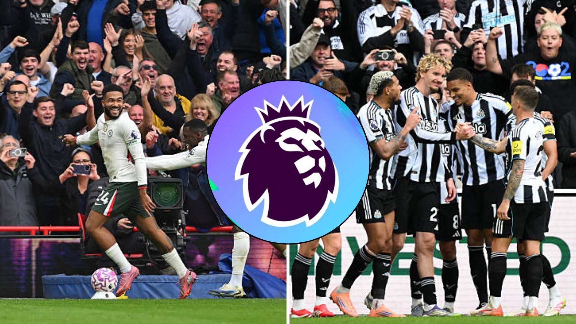 Chelsea and Newcastle teams celebrate