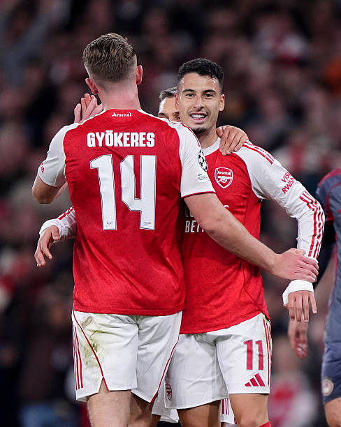 Arsenal attackers celebrate