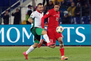 Kenan Yildiz in action for Turkey vs Bulgaria