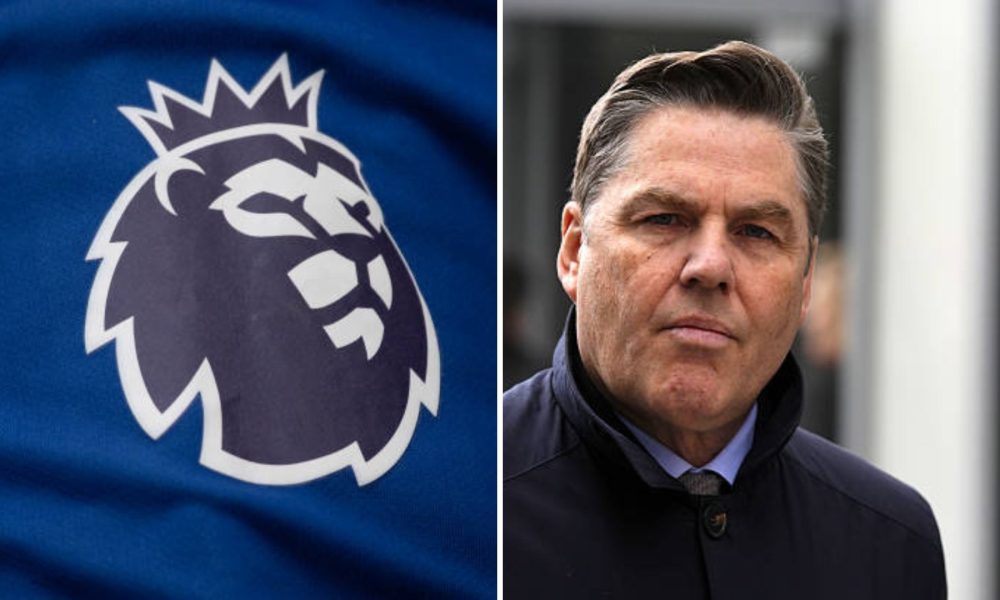 Premier League crest alongside Premier League's CEO, Richard Masters