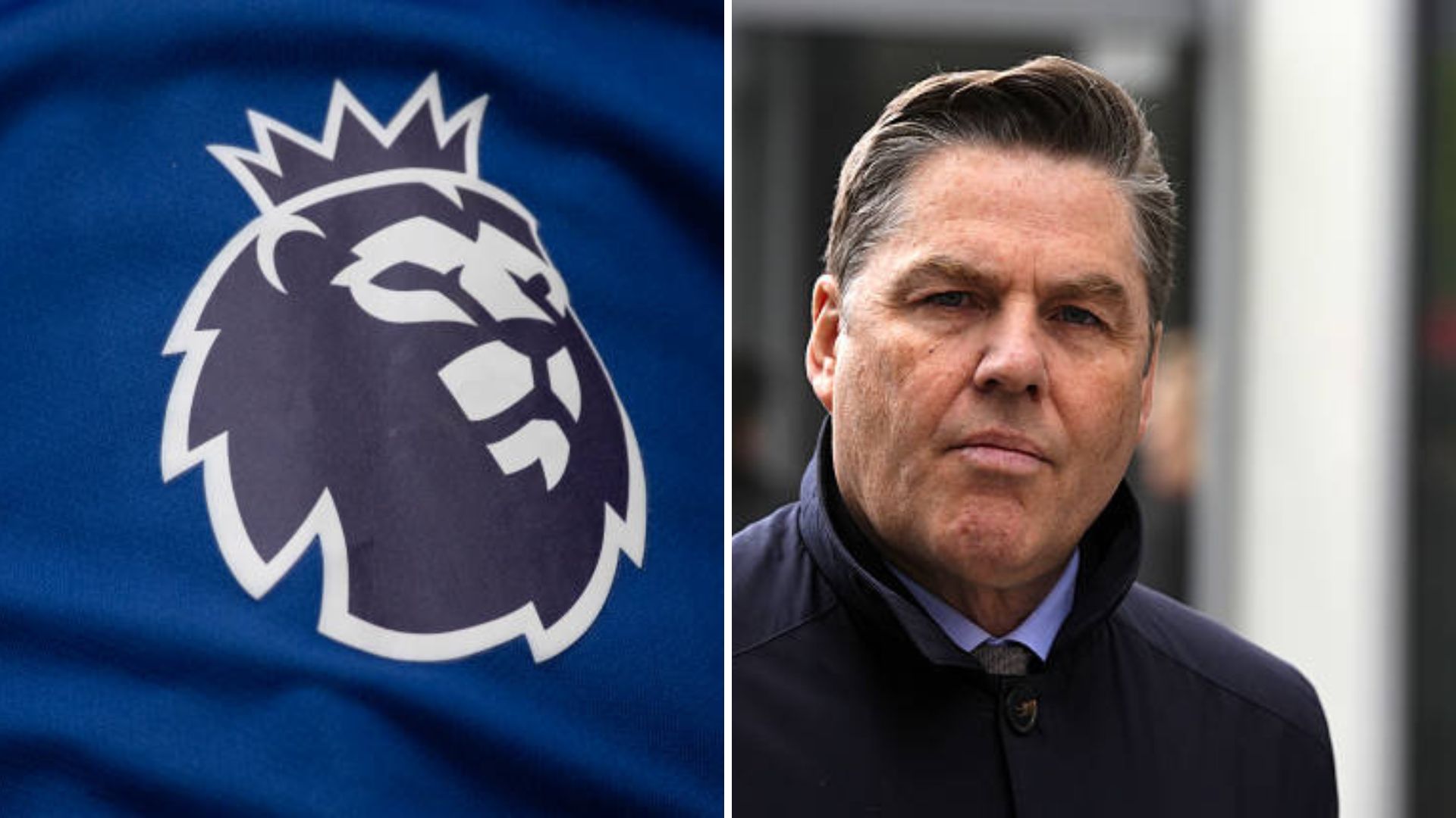 Premier League crest alongside Premier League's CEO, Richard Masters