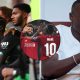 Split image of Sadio Mane vs Burnley and Mane on Rio Ferdinand's podcast with overlay of Salah and Mane celebrating