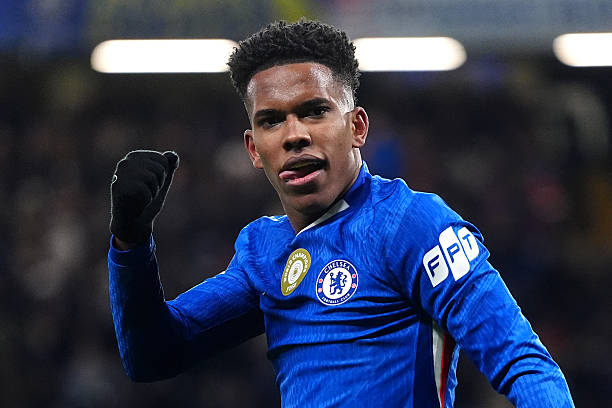 Estevao scores and celebrates against Barcelona