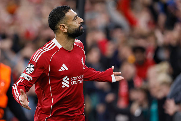 Mohamed Salah celebrates