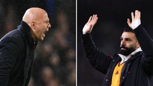 Liverpool head coach Arne Slot and Mohamed Salah