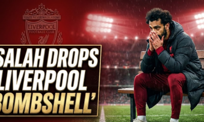 Mohamed Salah looking frustrated on the bench at Anfield.