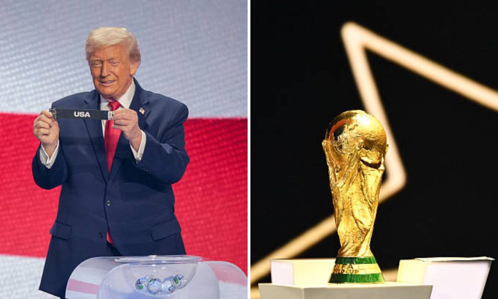 President Donald Trump and the World Cup trophy