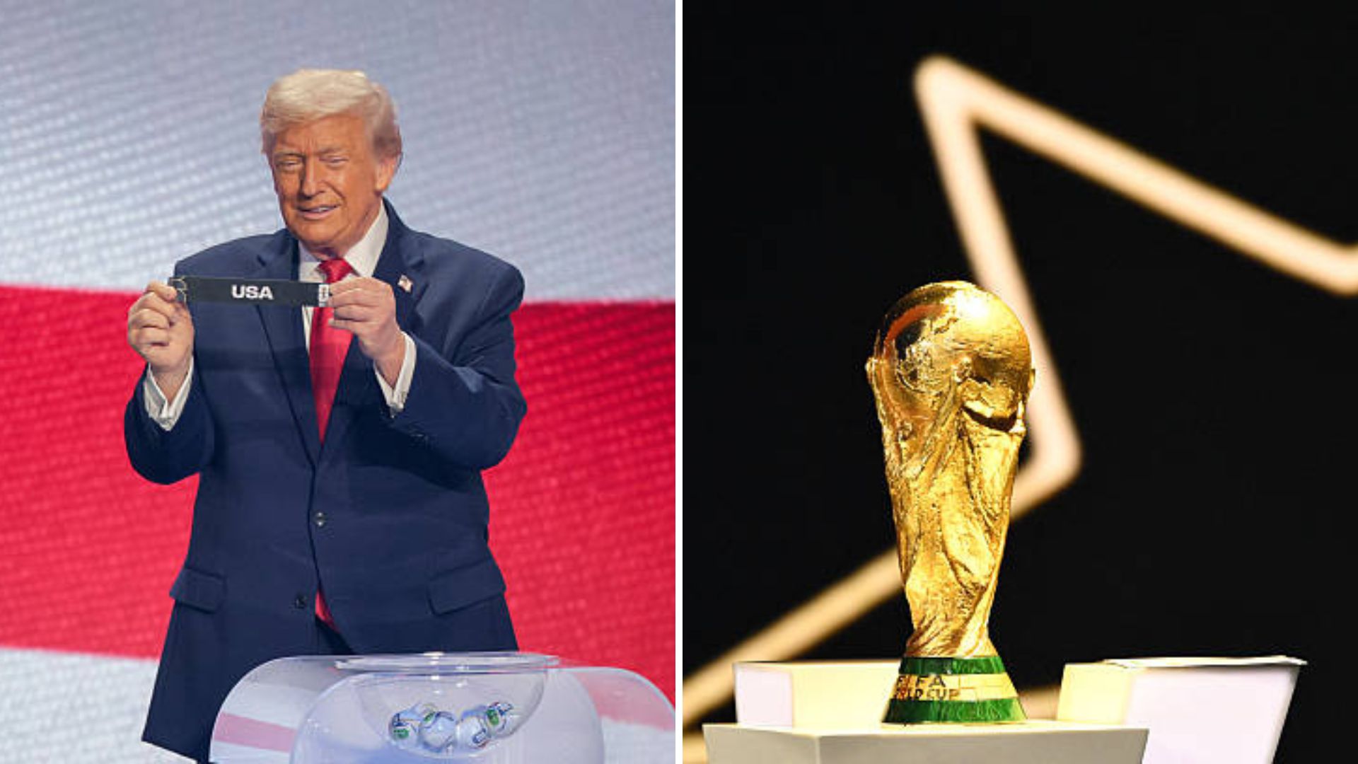 President Donald Trump and the World Cup trophy
