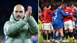Chelsea manager Enzo Maresca and Manchester United players with Bournemouth players