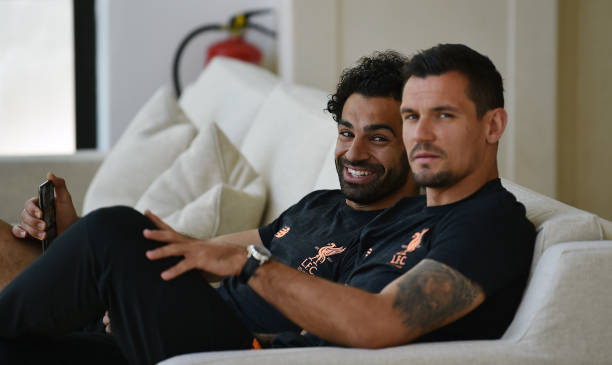 Mohamed Salah and Dejan Lovren of Liverpool in Marbella, Spain. 