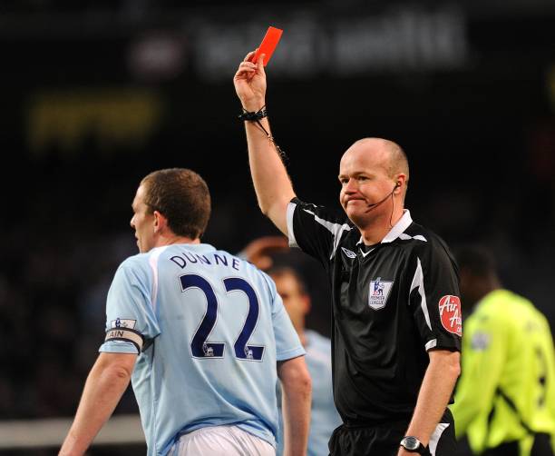 Manchester City player sent off