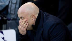 Arne Slot reacts on the touchline during Liverpool draw with Fulham