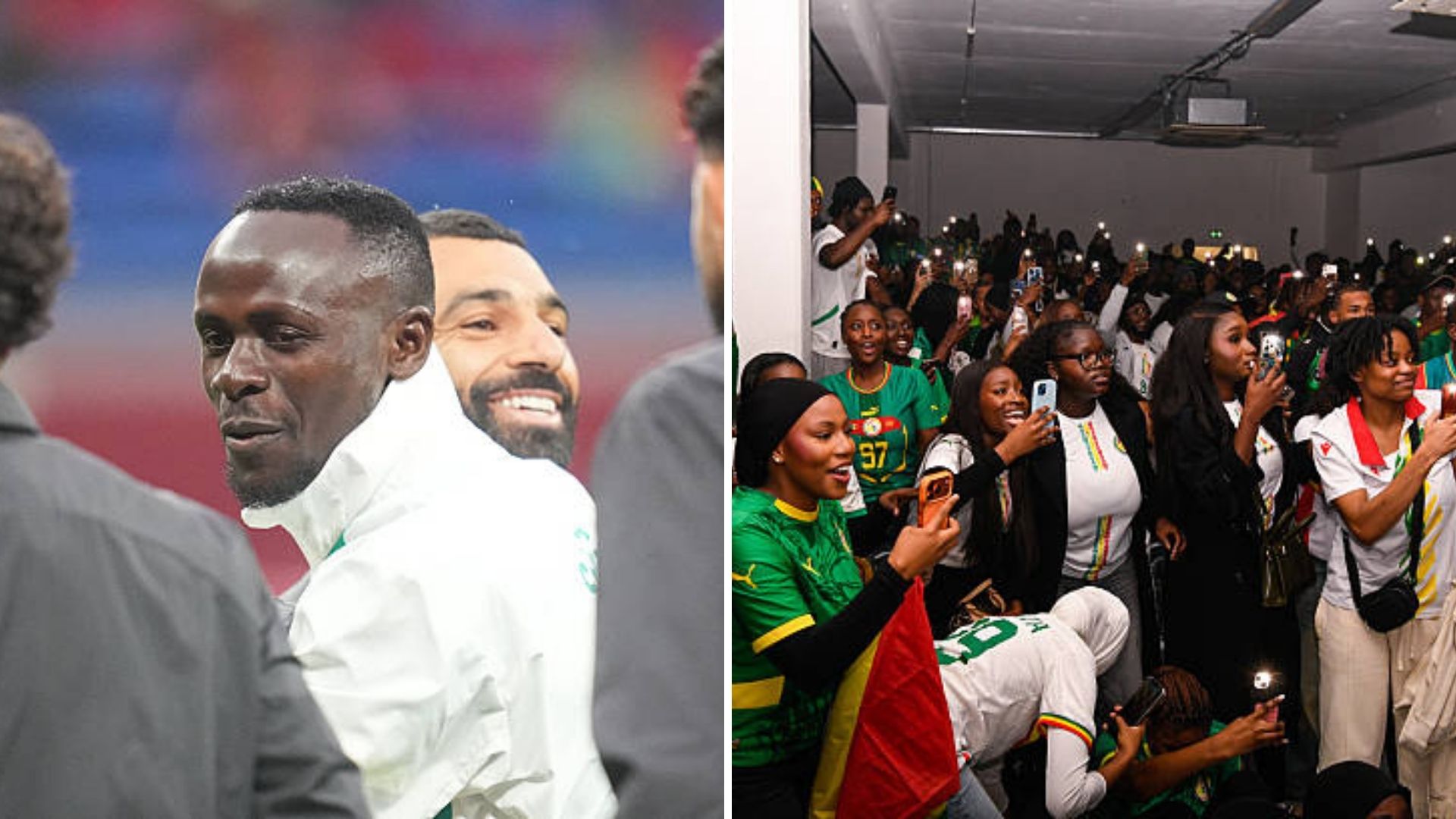 Mohamed Salah and Sadio Mane embrace