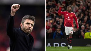 Michael Carrick and Kobbie Mainoo