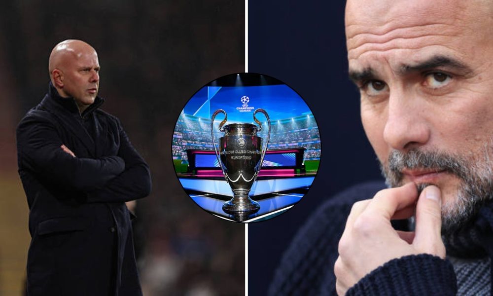 Arne Slot, Champions League trophy and Pep Guardiola