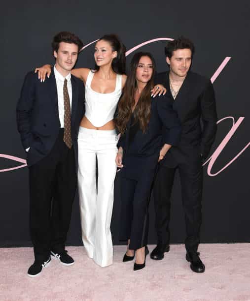 Victoria Beckham, Brooklyn Beckham and Nicola Peltz.