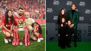 Virgil van Dijk and Mohamed Salah with families