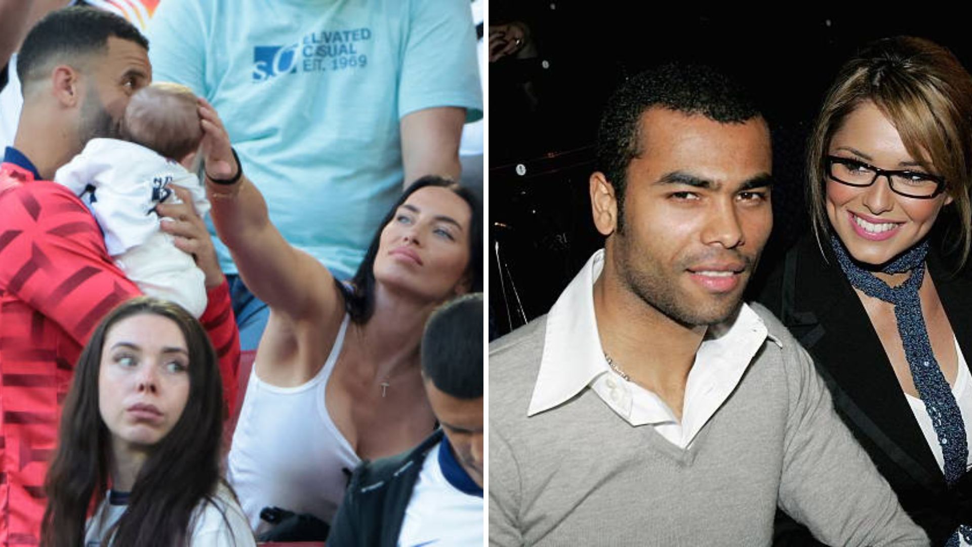 Ashley Cole with his ex-partner and Kyle Walker with his wife