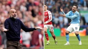 Pep Guardiola and Rayan Cherki