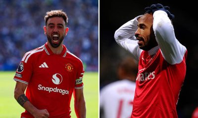 Split image featuring Bruno Fernandes and Thierry Henry.
