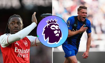 Split image featuring Eberchi Eze, Fantasy Premier League logo and Adrien Truffert.