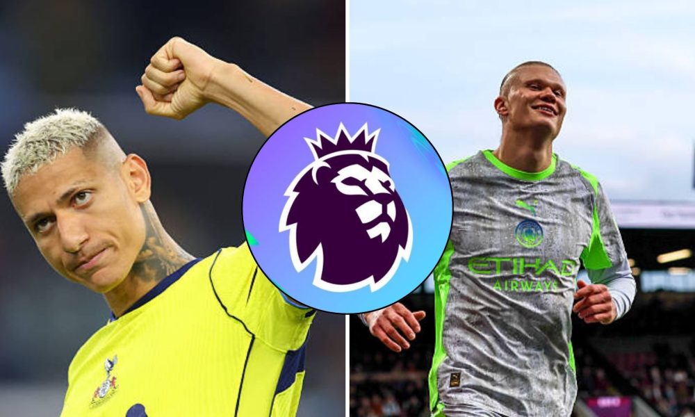 Split image featuring Richarlison and Erling Haaland.