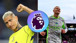 Split image featuring Richarlison and Erling Haaland.