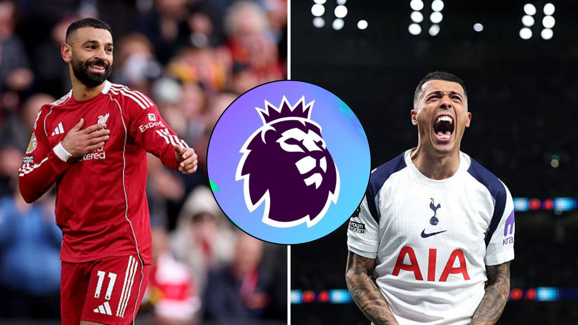 Split image featuring Pedro Porro and Mohamed Salah.