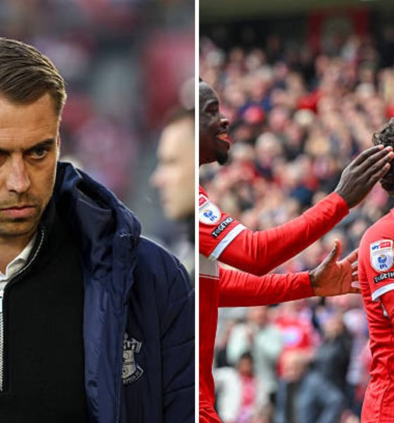 Split image featuring Southampton manager Tonda Eckert and Middlesbrough team celebrating.