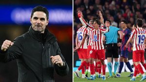 Split image featuring Mikel Arteta and Spanish teams.