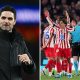 Split image featuring Mikel Arteta and Spanish teams.