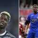 Split image featuring Paul Pogba for Juventus in 2023 and Paul Pogba now for Monaco in 2026.