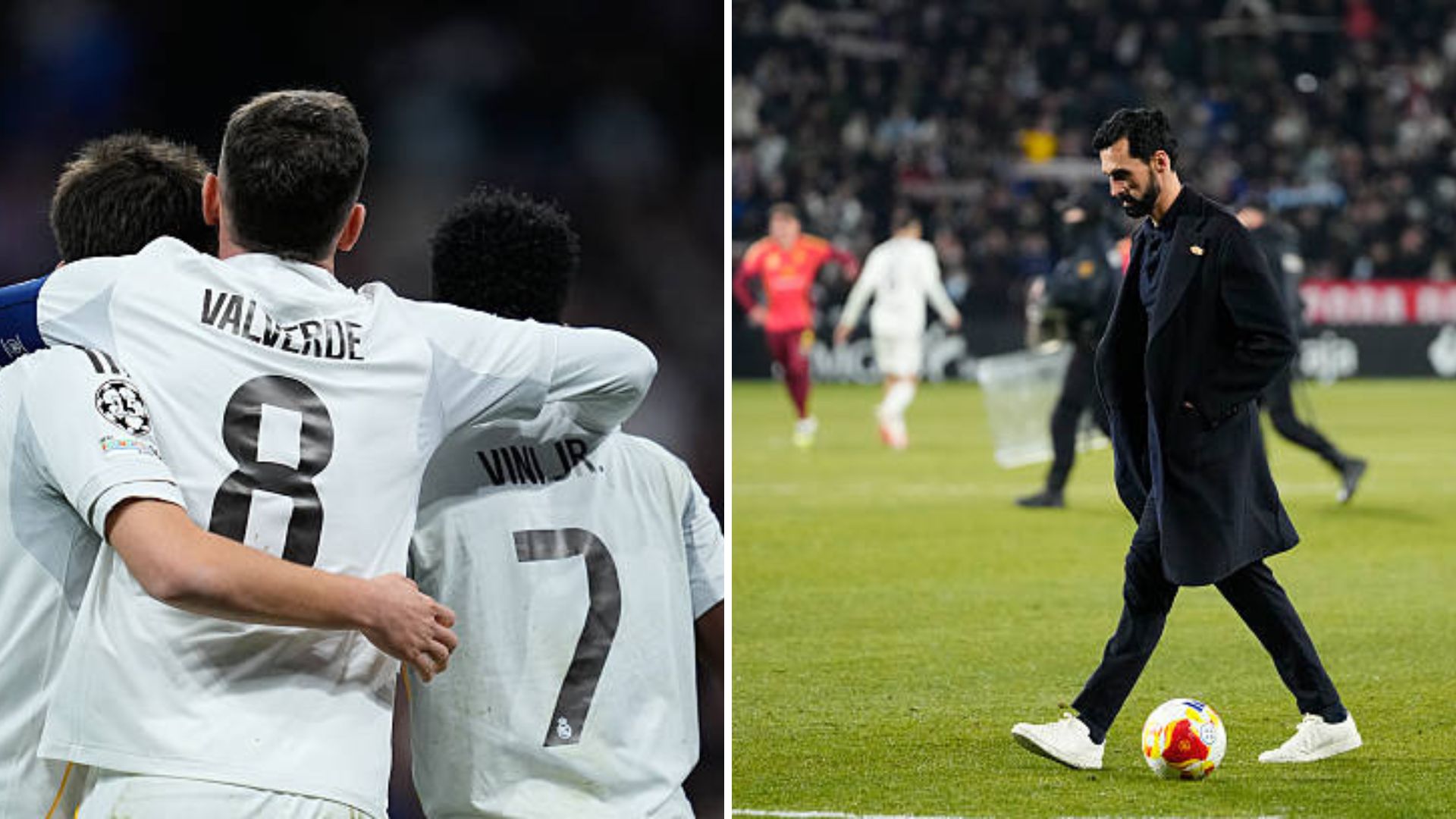 Split image featuring Real Madrid players and a dejected Alvaro Arbeloa.