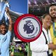 Split image featuring Raheem Sterling with the Premier League trophy and Gabriel Jesus with his mother.