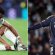 Split image featuring Aurelien Tchouameni looking dejected and Federico Valverde reacting.