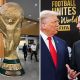 Split image featuring President Donald Trump and Gianni Infantino and the World Cup.
