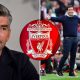 Split image featuring Richard Hughes, Andoni Iraola and the Liverpool crest.