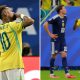 Split image featuring Neymar and the Brazil national team.