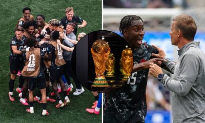 Split image featuring Canada's historic win and reactions.
