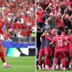 Split image featuring Cristiano Ronaldo and the Portugal team.