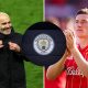 Split image featuring Enzo Maresca, Elliot Anderson and Manchester City logo.