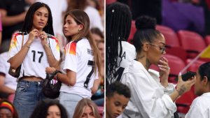 Split image featuring German WAGs, Aaliyah and Candice Brook.