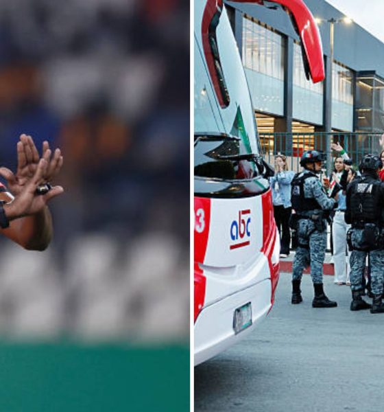 Split image featuring Somali referee Omar Artan and Iranian fans.