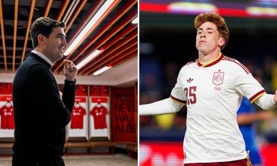 Split image featuring Andoni Iraola and Victor Munoz.