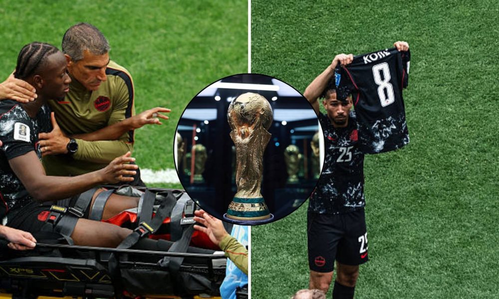Split image featuring Ismael Kone on a stretcher and Nathan Saliba's celebration.
