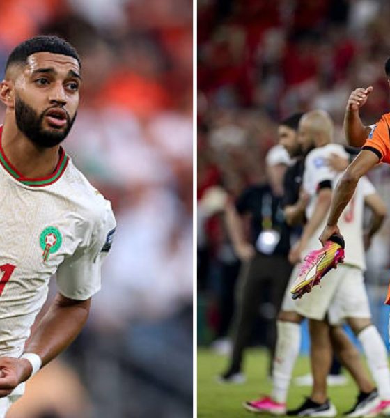 Split image featuring Ismael Saibari and Morocco's big win.